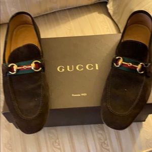 Men’s Gucci brown suede loafers